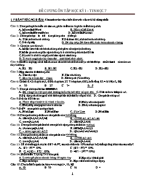 Đề cương ôn tập học kì I Tin học lớp 7 (Kèm đáp án)